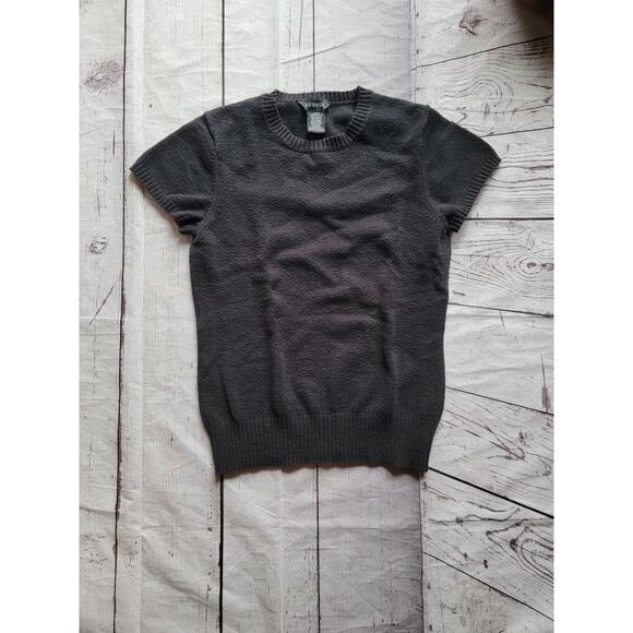 Vintage 80s 90s Black Short Sleeve Sweaters By George Size Medium - Picture 1 of 5